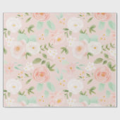 Waterverf Rozen Bloemen in Roze en Perzik Cadeaupapier (Vlak)