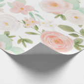 Waterverf Rozen Bloemen in Roze en Perzik Cadeaupapier (Hoek)