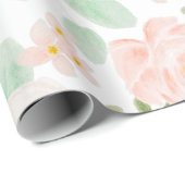 Waterverf Rozen Bloemen in Roze en Perzik Cadeaupapier (Rol Hoek)