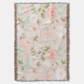 Waterverf Rozen Bloemen in Roze en Perzik Deken (Voorkant Verticaal)