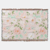 Waterverf Rozen Bloemen in Roze en Perzik Deken (Voorkant)