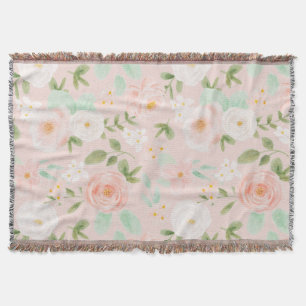 Waterverf Rozen Bloemen in Roze en Perzik Deken