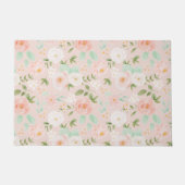 Waterverf Rozen Bloemen in Roze en Perzik Deurmat (Voorkant)