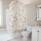 Waterverf Rozen Bloemen in Roze en Perzik Douchegordijn (In situ)