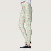 Waterverf Rozen Bloemen in Roze en Perzik Leggings (Links)