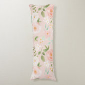 Waterverf Rozen Bloemen in Roze en Perzik Lichaamskussen (Voorkant Verticaal)