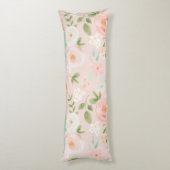 Waterverf Rozen Bloemen in Roze en Perzik Lichaamskussen (Achterkant (Verticaal))