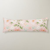 Waterverf Rozen Bloemen in Roze en Perzik Lichaamskussen (Voorkant)