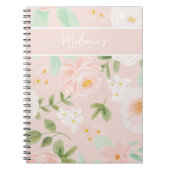 Waterverf Rozen Bloemen in Roze en Perzik Notitieboek (Voorkant)