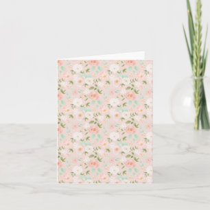 Waterverf Rozen Bloemen in Roze en Perzik Notitiekaartje