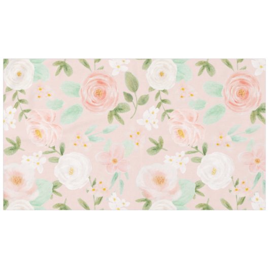 Waterverf Rozen Bloemen in Roze en Perzik Tafelkleed (Voorkant (Horizontaal))