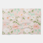 Waterverf Rozen Bloemen in Roze en Perzik Theedoek (Horizontaal)