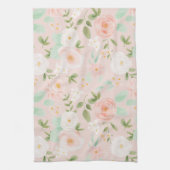 Waterverf Rozen Bloemen in Roze en Perzik Theedoek (Verticaal)