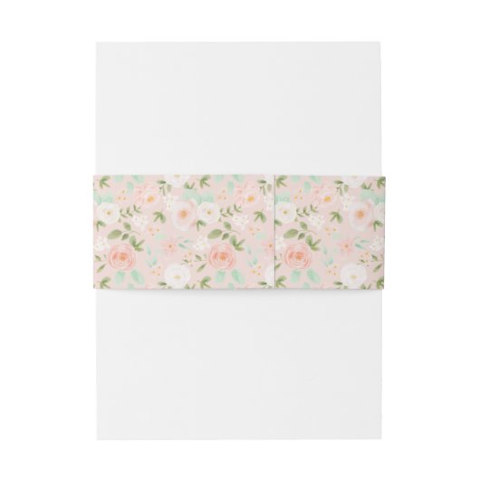 Waterverf Rozen Bloemen in Roze en Perzik Uitnodigingen Wikkel (Achterkant Voorbeeld)