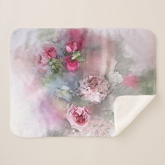 Waterverf Rozen bloemen Moderne Sjabloon Sherpa Deken (Voorkant (horizontaal))