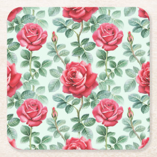 Waterverf Rozen: Bloemen naadloze illustratie. Kartonnen Onderzetters