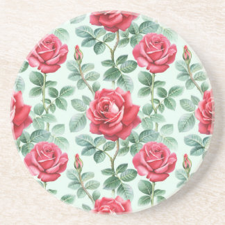 Waterverf Rozen: Bloemen naadloze illustratie. Zandsteen Onderzetter