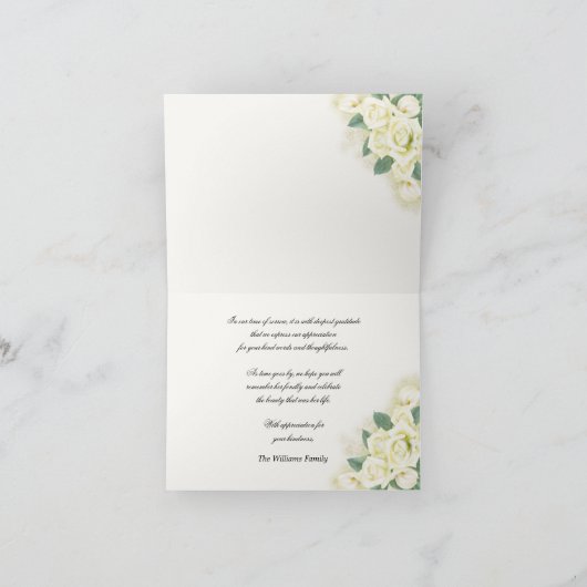 Waterverf Rozen Bloemen Rouw Dank u Bedankkaart (Binnen)