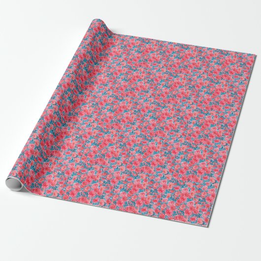 Waterverf Rozen Bloemen Tapestry Cadeaupapier (Uitgerold)