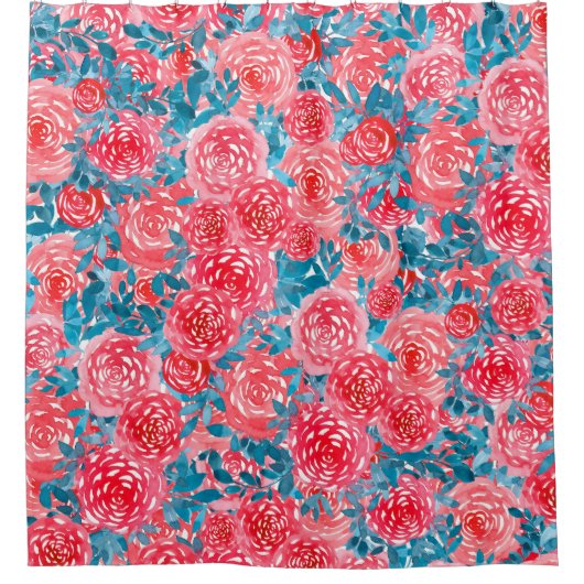 Waterverf Rozen Bloemen Tapestry Douchegordijn (Voorkant)