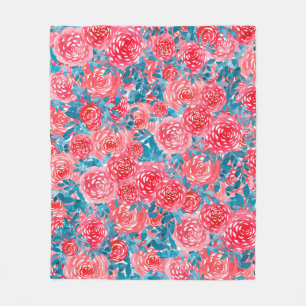 Waterverf Rozen Bloemen Tapestry Fleece Deken