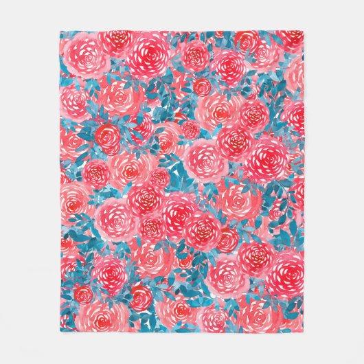 Waterverf Rozen Bloemen Tapestry Fleece Deken (Voorkant)
