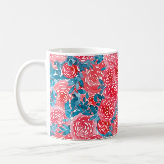Waterverf Rozen Bloemen Tapestry Koffiemok (Links)