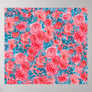 Waterverf Rozen Bloemen Tapestry Poster