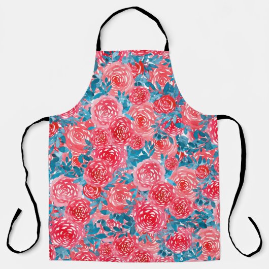 Waterverf Rozen Bloemen Tapestry Schort (Voorkant)