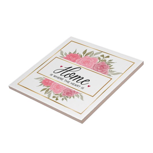 Waterverf rozen bloemen tegeltje (Zijkant)