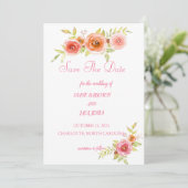 Waterverf Rozen Bloemen Trouw Save the Date Kaart (Staand voorkant)