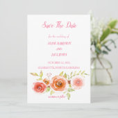 Waterverf Rozen Bloemen Trouw Save the Date Kaart (Staand voorkant)