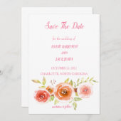 Waterverf Rozen Bloemen Trouw Save the Date Kaart (Voorkant / Achterkant)