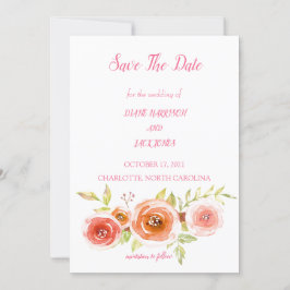 Waterverf Rozen Bloemen Trouw Save the Date Kaart