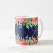 Waterverf Rozen Bloemenmarine Koffiemok (Voorkant rechts)