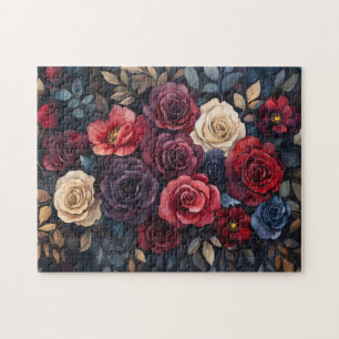 Waterverf Rozen Boeket Bladeren Kleurrijk Legpuzzel
