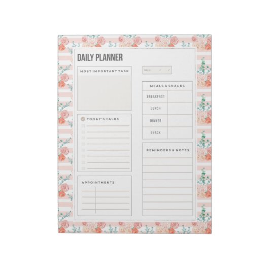 Waterverf Rozen Bouquet 40 pagina's Daily Planner Notitieblok (Linkerzijde)