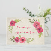 Waterverf Rozen Bridal Lunch Uitnodigingen (Staand voorkant)