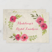 Waterverf Rozen Bridal Lunch Uitnodigingen (Voorkant / Achterkant)