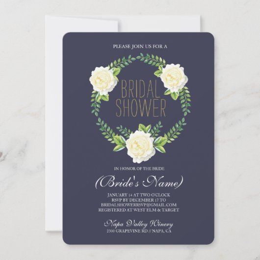 Waterverf Rozen Bridal Shower Invitation Kaart (Voorkant)