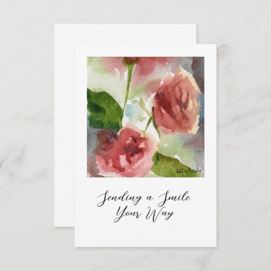 waterverf rozen briefkaart (Voorkant / Achterkant)