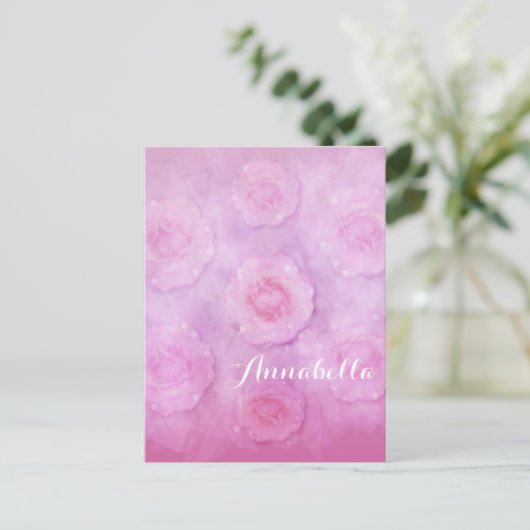 Waterverf rozen briefkaart (Staand voorkant)