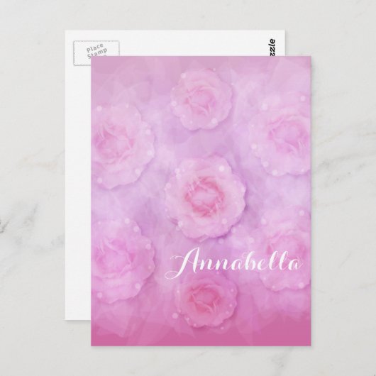 Waterverf rozen briefkaart (Voorkant / Achterkant)