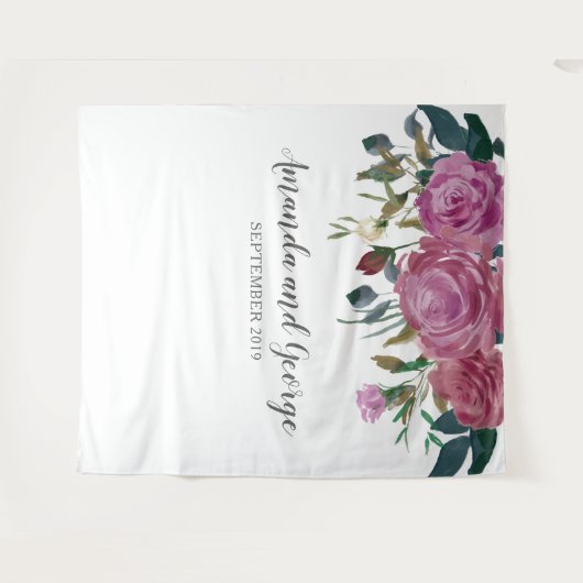 Waterverf rozen bruiloft floral wandkleed (Voorkant (horizontaal))