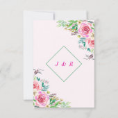 Waterverf Rozen bruiloft uitnodiging met ringen (Achterkant)