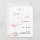 Waterverf Rozen Brunch Bubble Pink Champagne Kaart (Voorkant)