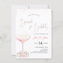 Waterverf Rozen Brunch Bubble Pink Champagne Kaart