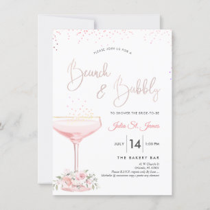 Waterverf Rozen Brunch Bubble Pink Champagne Kaart