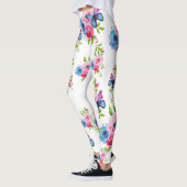 Waterverf Rozen &  butterflies Roze en Blauw Leggings (Links)