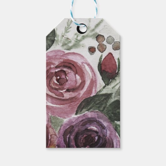 Waterverf rozen cadeaulabel (Voorkant)